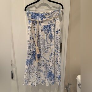 Calypso St. Barth "Coastal Sails" linen blend maxi skirt